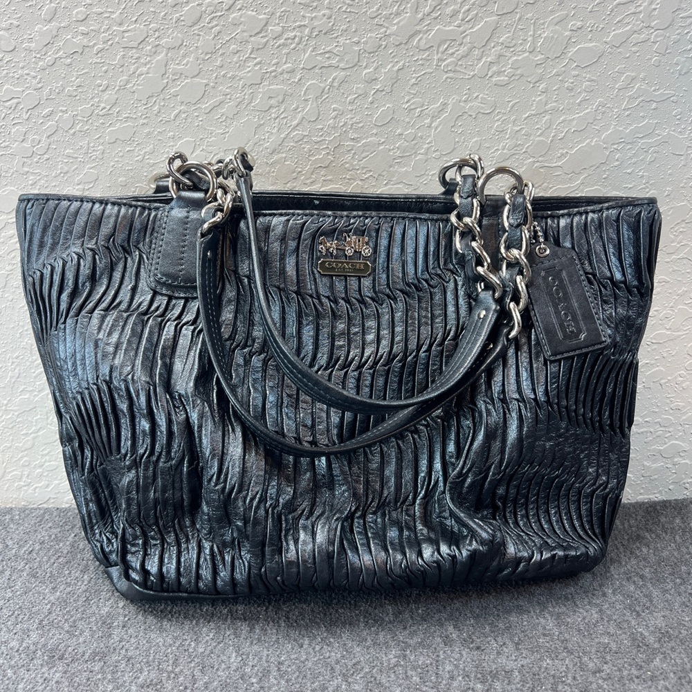 Coach - Madison Deep Blue Pleated Leather Handbag